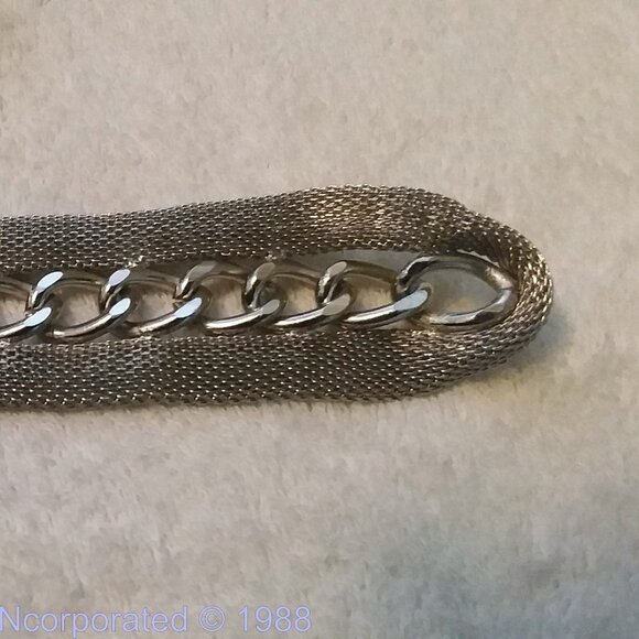 French Silver Metal Mesh Chain Decorated Designer Belt main image 8